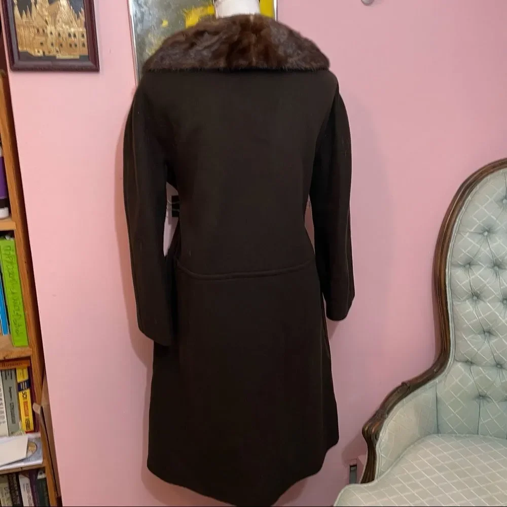 Vintage Bonwitt Teller Junior Forecast Wool Coat with Mink Fur Trim - Picture 7 of 16